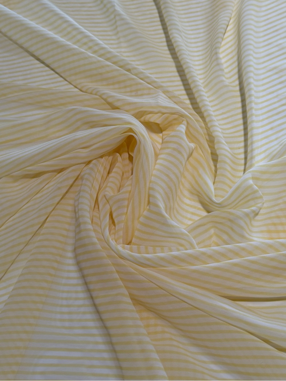 Soft Yellow and White Stripe Chiffon Sheer Fabric